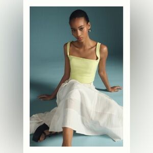 Anthropologie Maeve Square Neck Lime Green Crop Tank